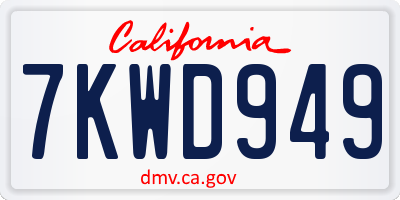 CA license plate 7KWD949