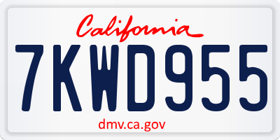 CA license plate 7KWD955