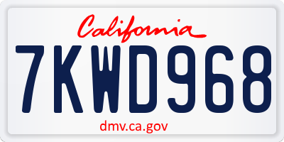 CA license plate 7KWD968