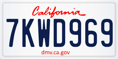 CA license plate 7KWD969