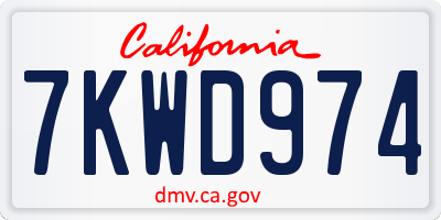 CA license plate 7KWD974