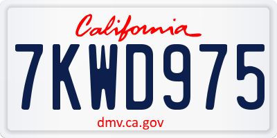 CA license plate 7KWD975