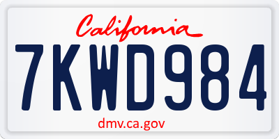 CA license plate 7KWD984