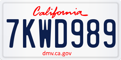 CA license plate 7KWD989