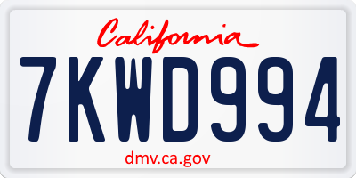 CA license plate 7KWD994