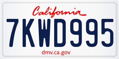 CA license plate 7KWD995