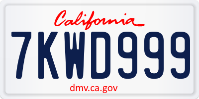 CA license plate 7KWD999