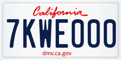 CA license plate 7KWE000