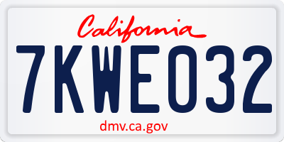 CA license plate 7KWE032