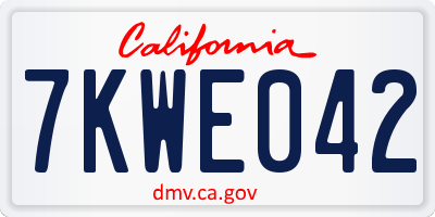 CA license plate 7KWE042