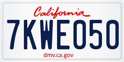 CA license plate 7KWE050