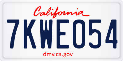 CA license plate 7KWE054