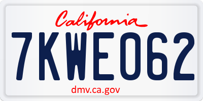CA license plate 7KWE062