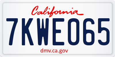 CA license plate 7KWE065