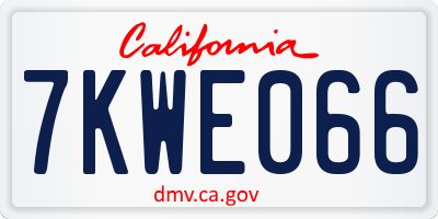 CA license plate 7KWE066
