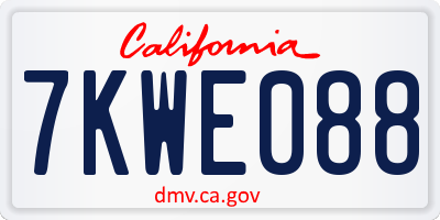 CA license plate 7KWE088