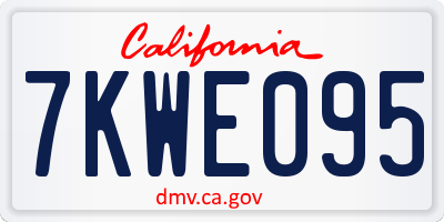 CA license plate 7KWE095