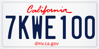 CA license plate 7KWE100