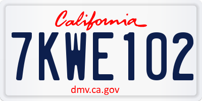 CA license plate 7KWE102