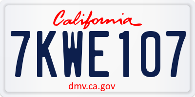 CA license plate 7KWE107