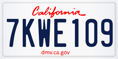 CA license plate 7KWE109