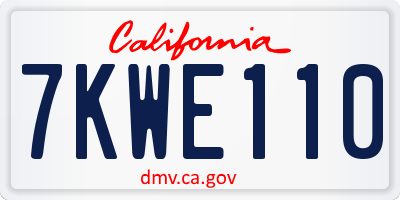 CA license plate 7KWE110
