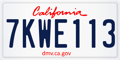 CA license plate 7KWE113