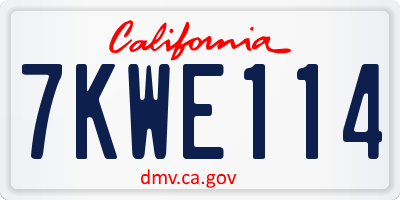 CA license plate 7KWE114