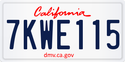 CA license plate 7KWE115