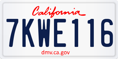 CA license plate 7KWE116