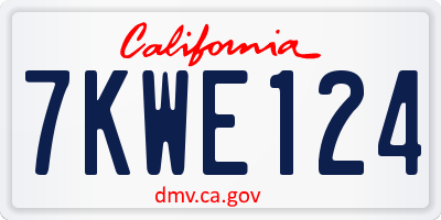 CA license plate 7KWE124