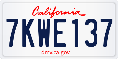 CA license plate 7KWE137