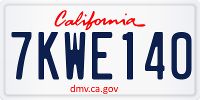 CA license plate 7KWE140