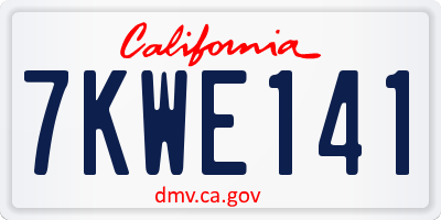 CA license plate 7KWE141