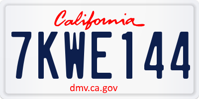 CA license plate 7KWE144