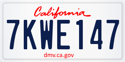 CA license plate 7KWE147
