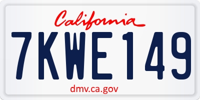 CA license plate 7KWE149