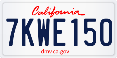 CA license plate 7KWE150
