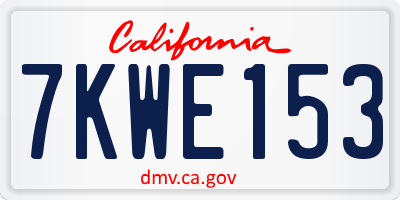 CA license plate 7KWE153