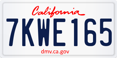 CA license plate 7KWE165