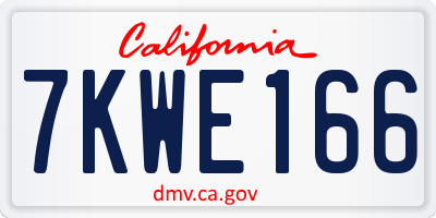 CA license plate 7KWE166