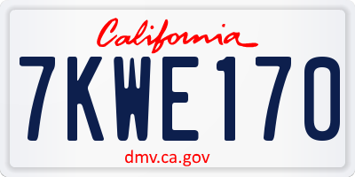 CA license plate 7KWE170