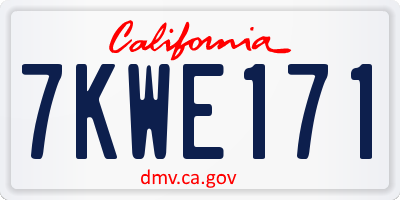 CA license plate 7KWE171
