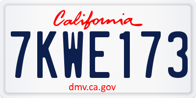 CA license plate 7KWE173