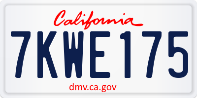 CA license plate 7KWE175