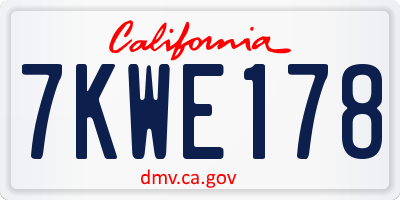 CA license plate 7KWE178