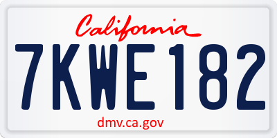 CA license plate 7KWE182