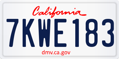 CA license plate 7KWE183