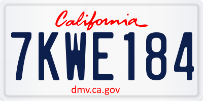 CA license plate 7KWE184
