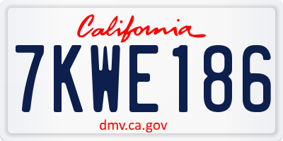 CA license plate 7KWE186